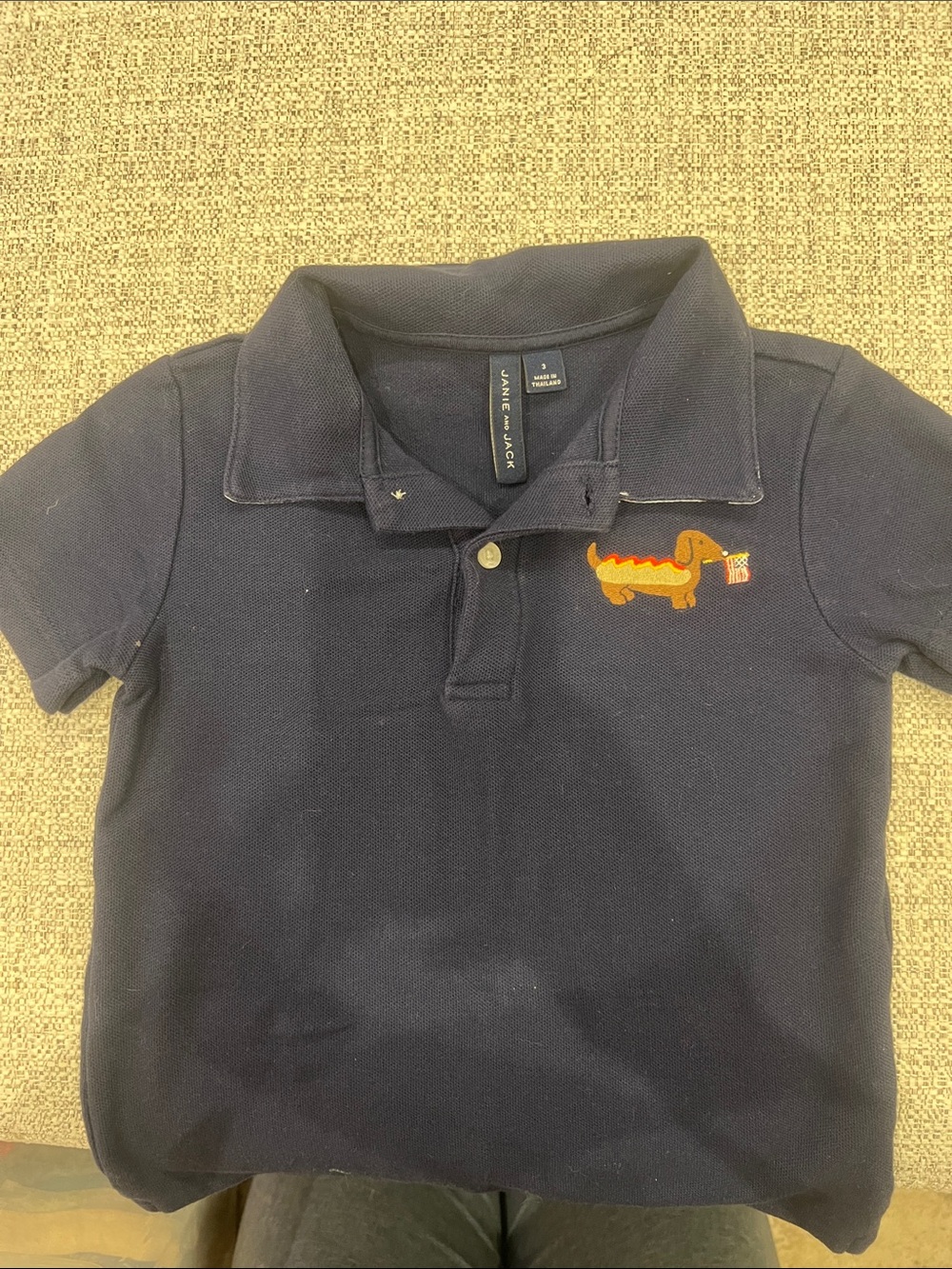 Janie and Jack Navy Polo with Dachshund Patch